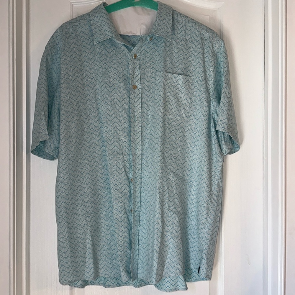Southern Tide Linen Blend Abstract Short Sleeve Shirt Size XL